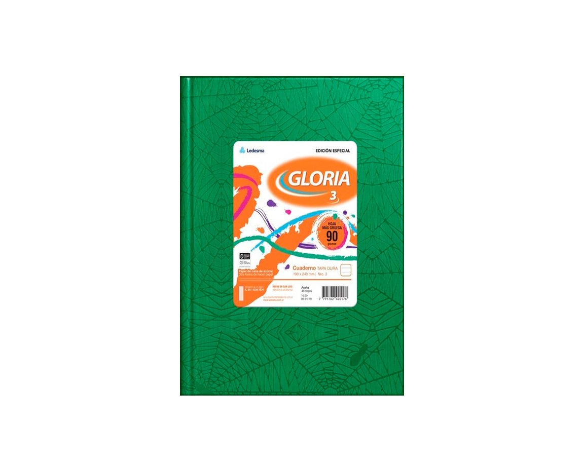 CUADERNO GLORIA Nro 3 ARAÑA  48 H = 90 GS VDE OSC.