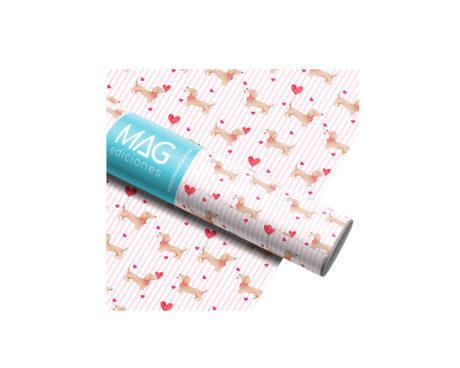 PAPEL REGALO MAG 5166 PUPPY LOVE STRIPES
