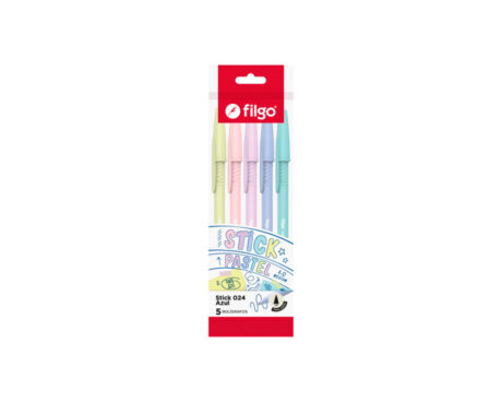 BOLIGRAFO FILGO STICK 024 1.0mm x 5 U.  CUERPO PASTEL TINTA AZUL