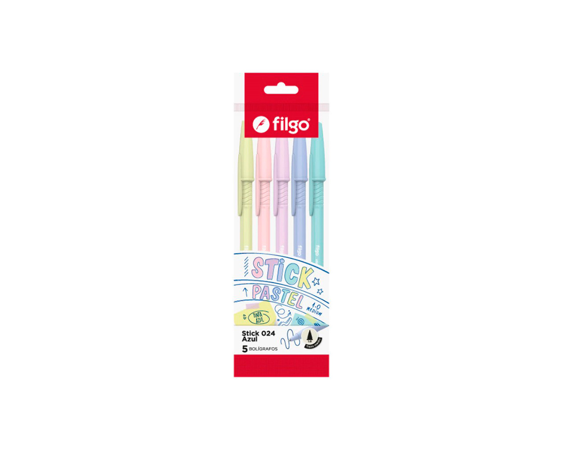 BOLIGRAFO FILGO STICK 024 1.0mm x 5 U. PASTEL