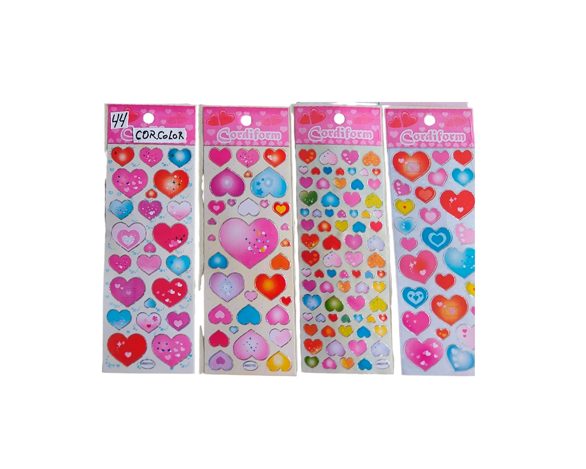 STICKERS CORAZON COLOR x 10 U.