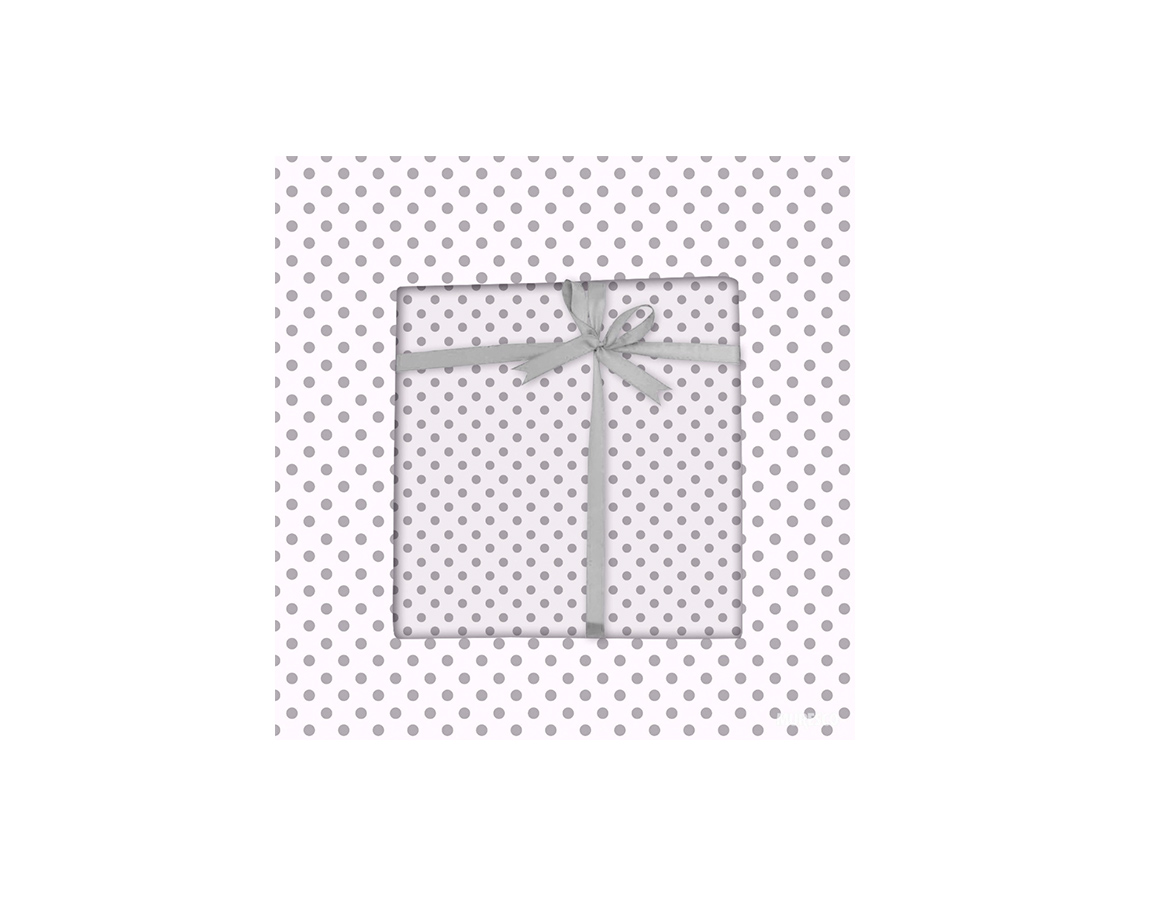 PAPEL BOBINA MURESCO 35x150 -3573-2- LUNARES PLATA / FONDO BLANCO