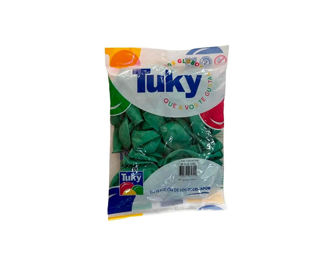 GLOBOS LATEX TUKY VERDE OSCURO 9" x 25 U