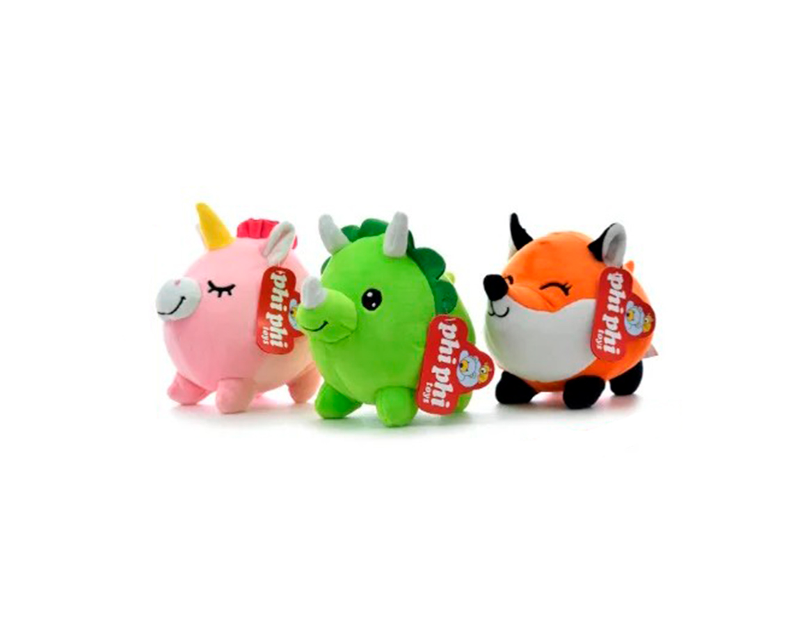 PELUCHE 1692 UNICORNIO ZORRO Y DINOSAURIO 14 CM