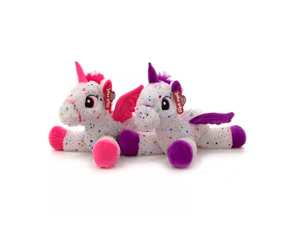 PELUCHE 4110 UNICORNIO ECHADO CON ESTRELLITAS 45 CM