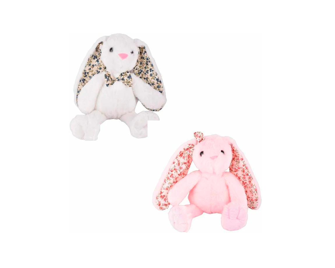 PELUCHE 8843 CONEJO GRIS Y ROSA 20 CM