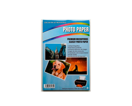 PAPEL ESPECIAL GLOSSY A4 862410 225G 50H INK-JET MICROPORUS