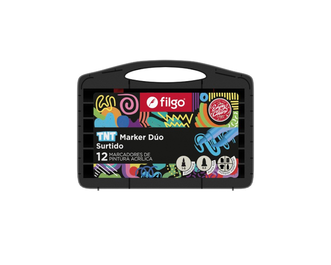 MARCADOR FILGO TNT DUO MARKER x 12 UNID. SURT.