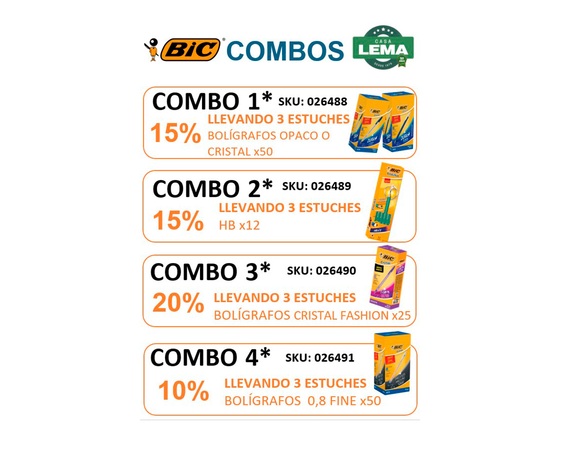 COMBO BIC JUNIO 2026 LLEVANDO 3 CAJAS BOLIG. 0.8 mm 10% DTO