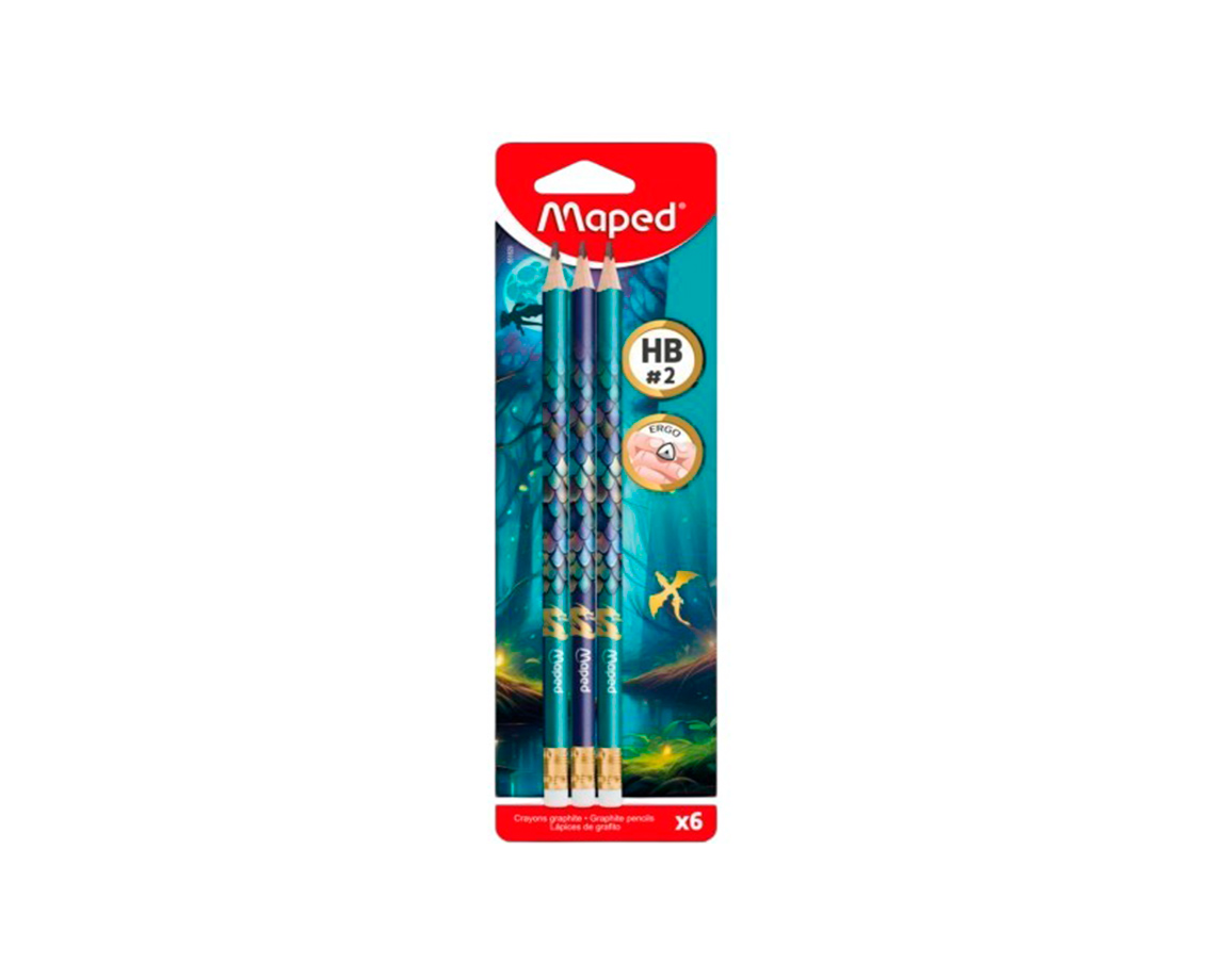 LAPIZ MAPED GRAFITO DRAGON C/GOMA x 6 U.