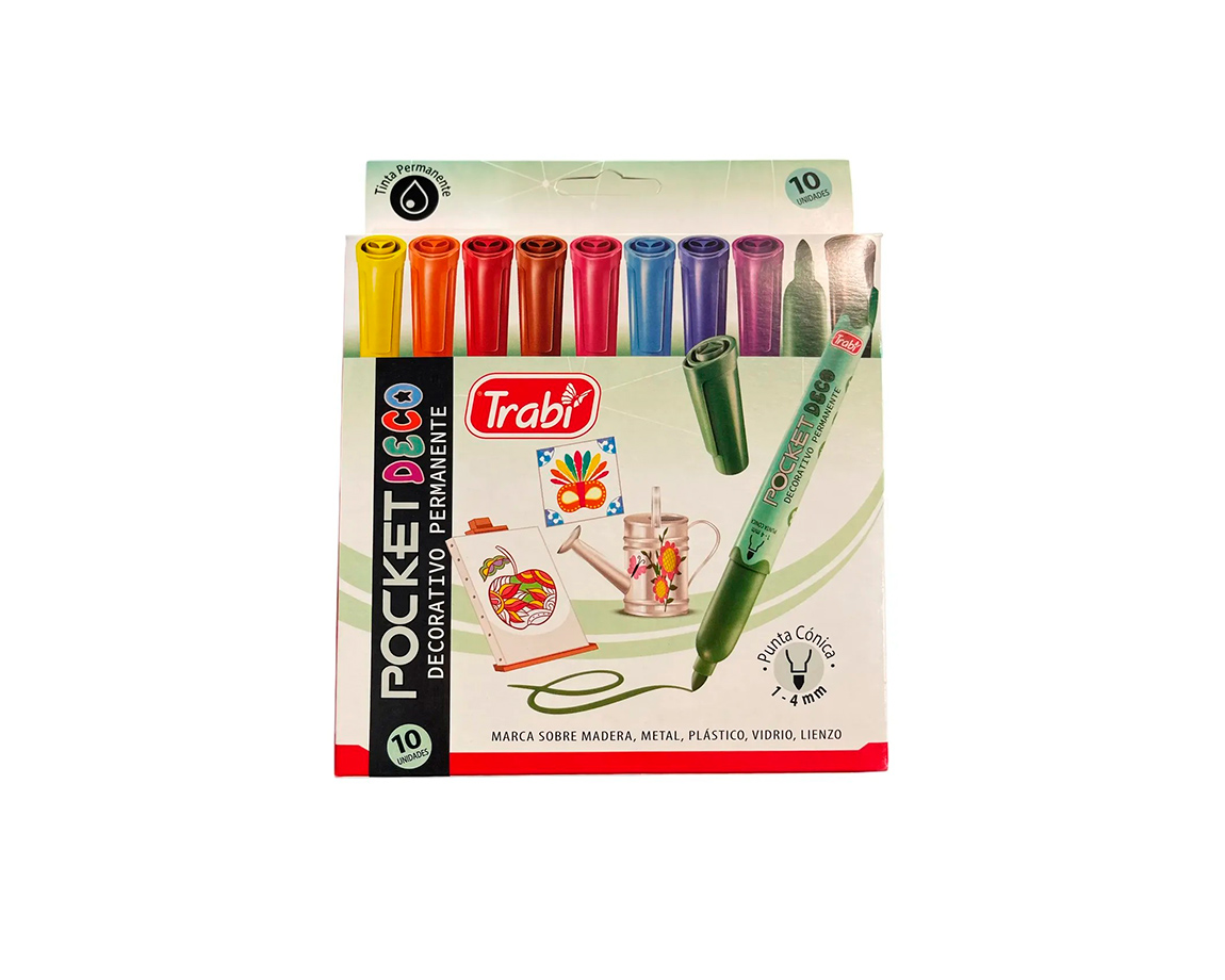 MARCADOR TRABI POCKET DECO x 10 UNID.