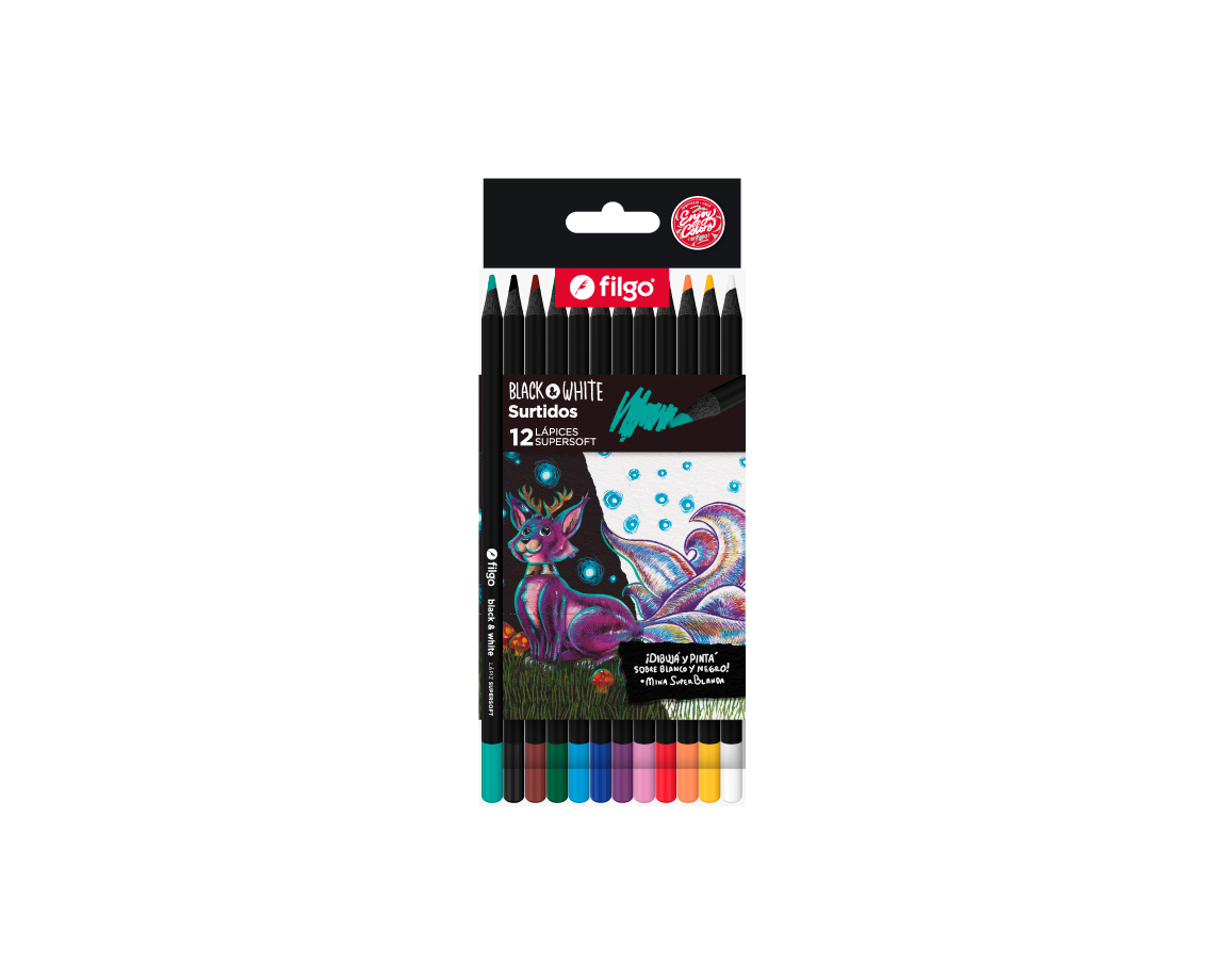 PINTURITAS FILGO BLACK & WHITE x12 COL SUPERSOFT (E12-SUR)