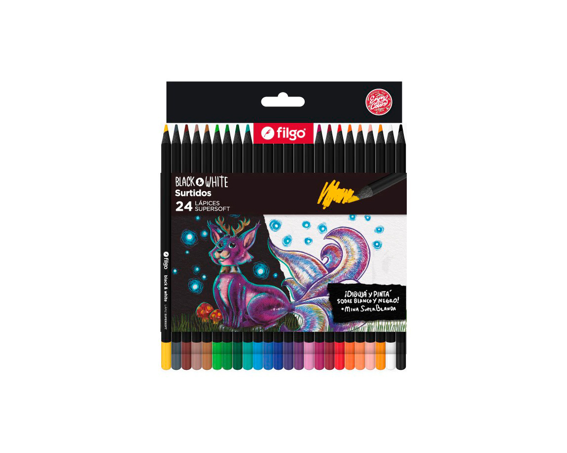 PINTURITAS FILGO BLACK & WHITE x24 COL SUPERSOFT (E24-SUR)