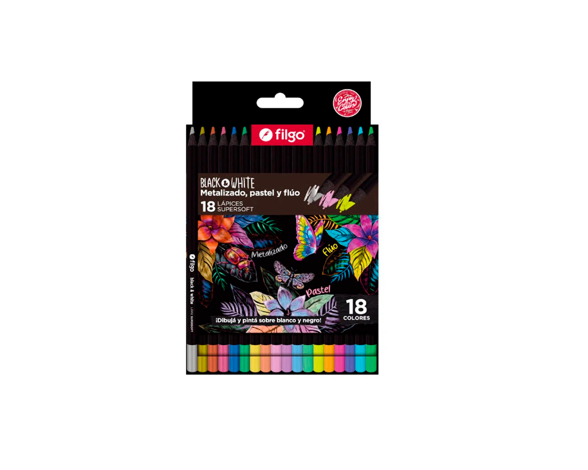 PINTURITAS FILGO BLACK & WHITE x18 COL SUPERSOFT (E18-SUR)