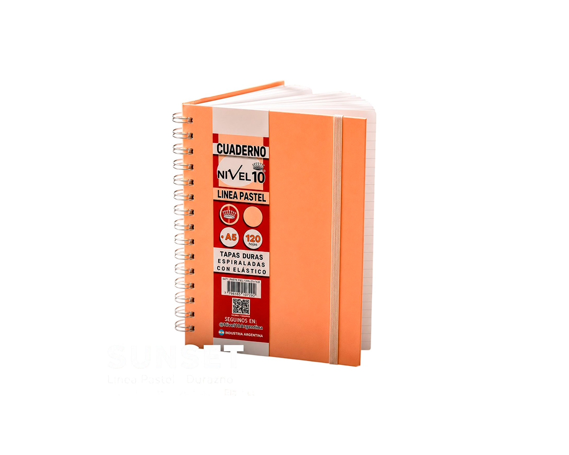 CUADERNO NIVEL 10 A4 SUNSET PASTEL DURAZNO T/D 120 H =