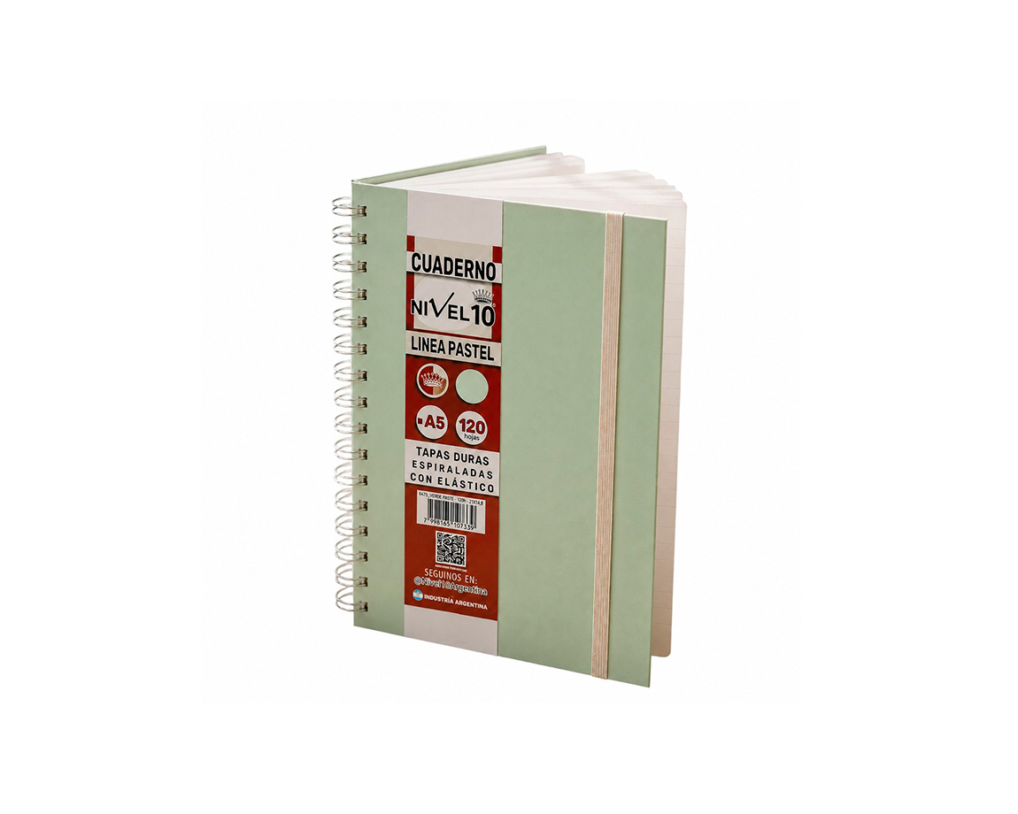 CUADERNO NIVEL 10 A4 BAMBOO PASTEL VERDE T/D 120 H =
