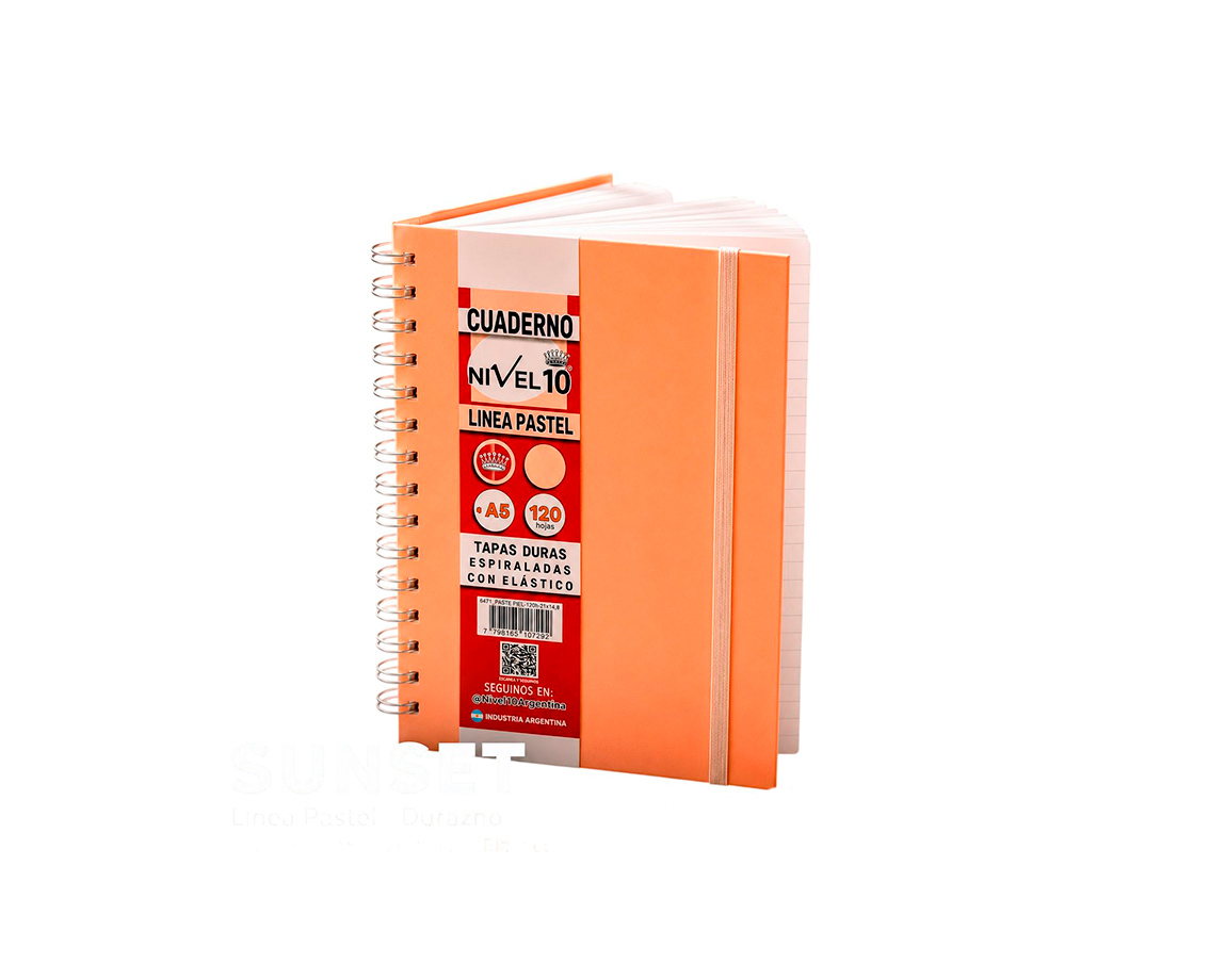 CUADERNO NIVEL 10 A5 SUNSET PASTEL DURAZNO T/D 120 H =