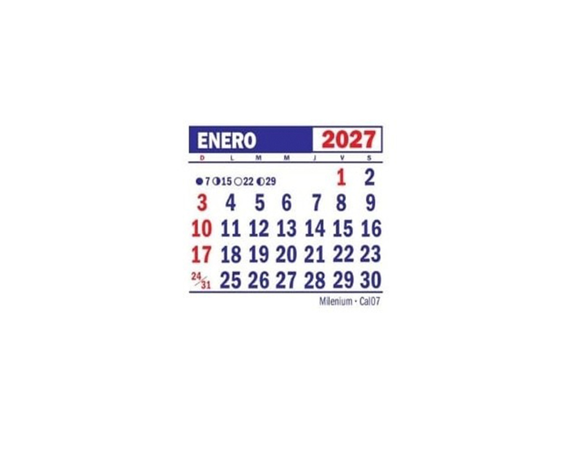 MENSUALES MILENIUM CAL07 MIGNON 5x5 cm PACK x 50 U. 2027