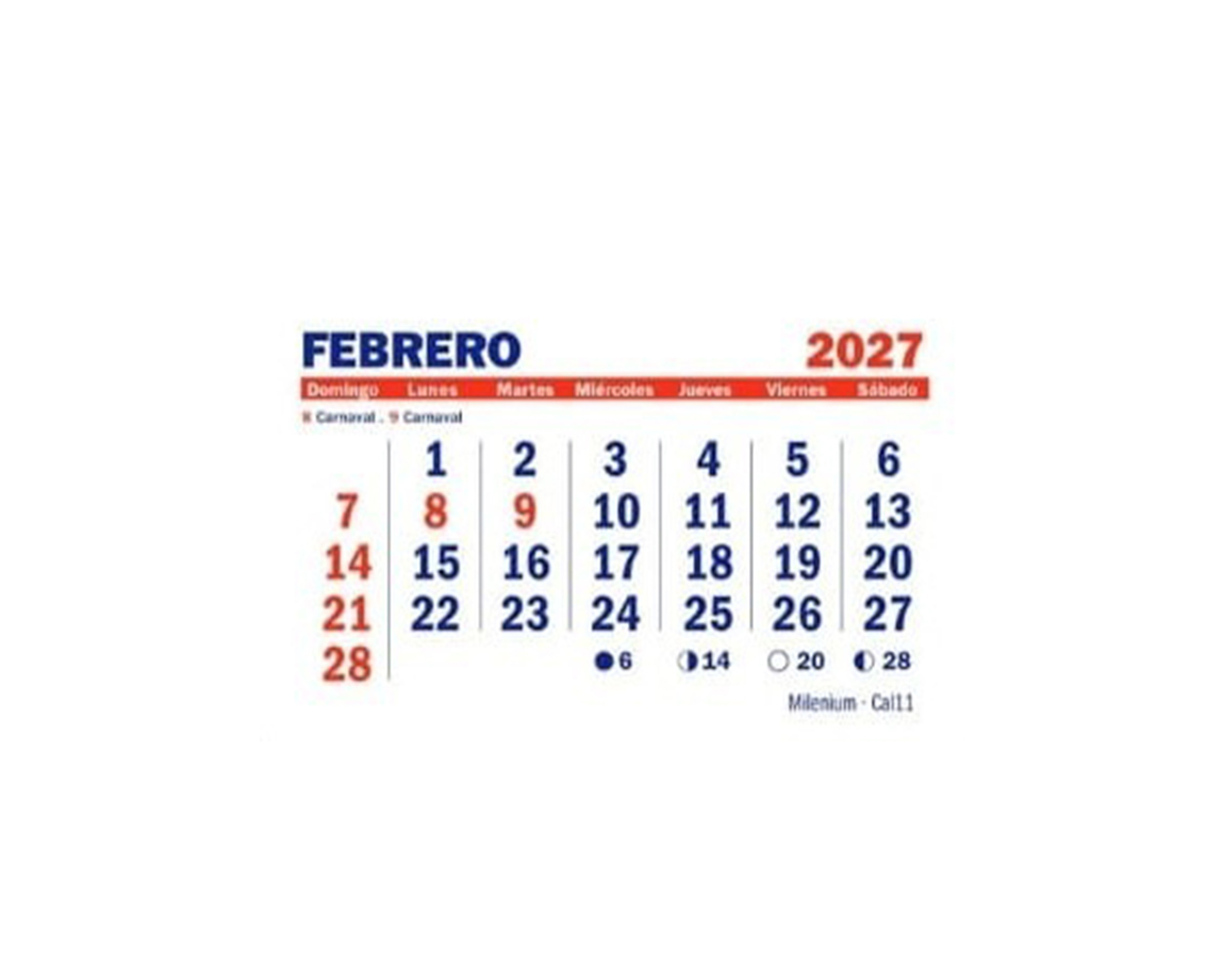 MENSUALES MILENIUM CAL11 - 11.5x20 cm PACK x 10 U. 2027