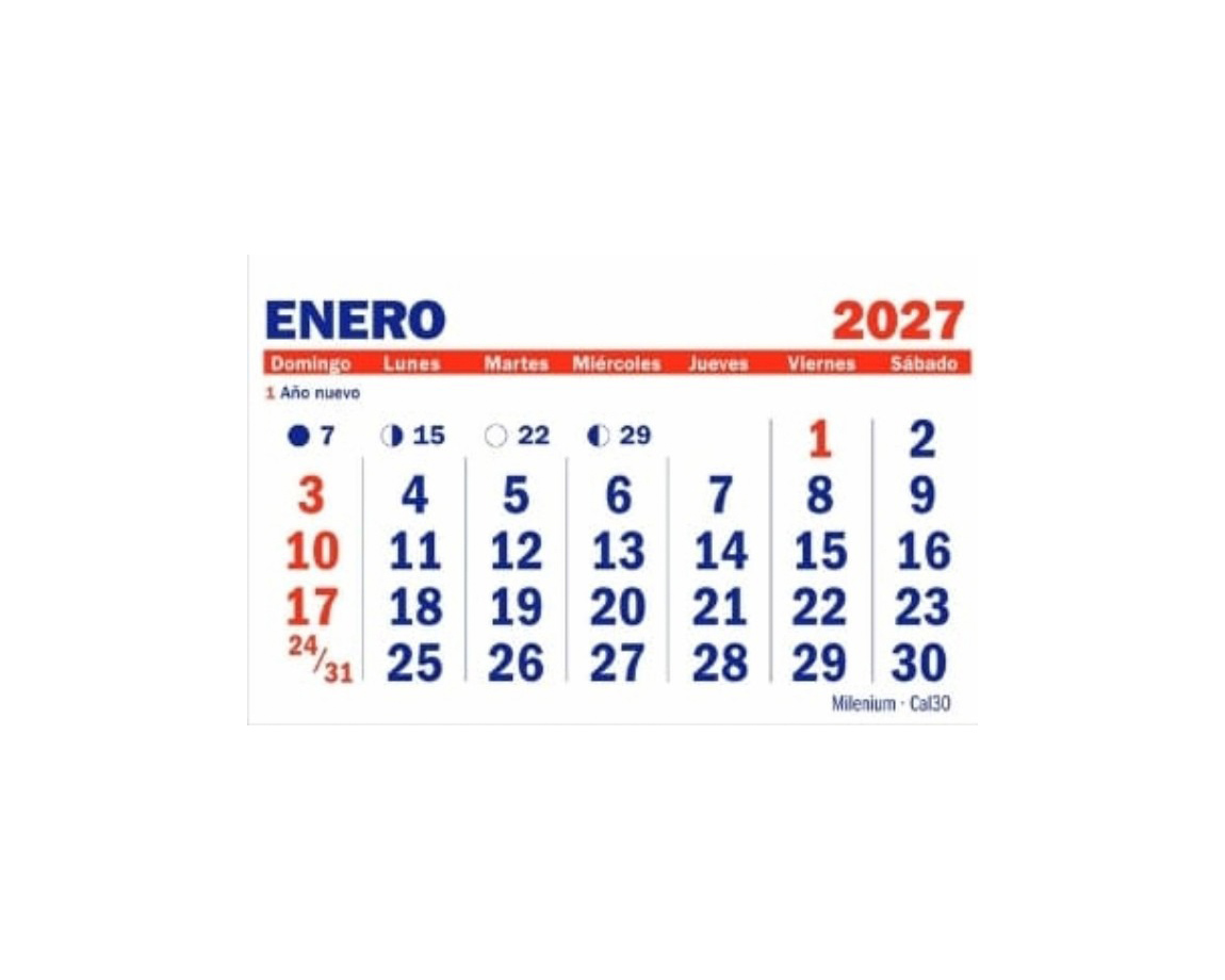 MENSUALES MILENIUM CAL30 - 21x30 cm PACK x 10 U. 2027