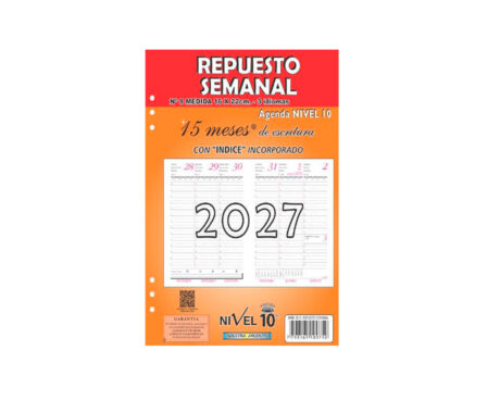 REPUESTO AGENDA NIVEL 10 3498 N°8 SEMANAL 2027
