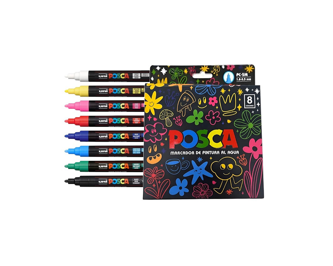 MARCADOR UNI POSCA PC-5M P. GRUESA x 8 U. CAJA