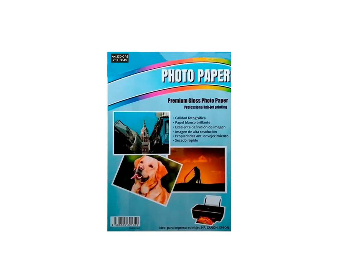 PAPEL ESPECIAL GLOSSY A4 862411 225G 10H INK-JET MICROPORUS