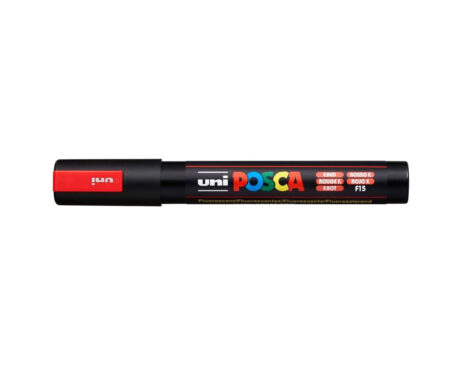MARCADOR UNI POSCA PC-5M P. GRUESA x U. FLUO ROJO