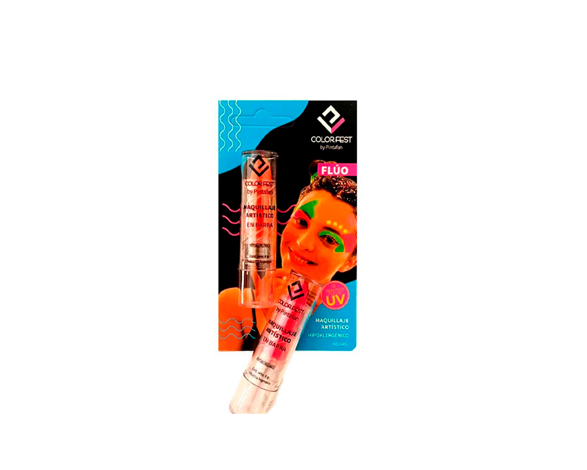 MAQUILLAJE PINTAFAN 772-02 EN BARRA BRILLANTE NARANJA FLUO