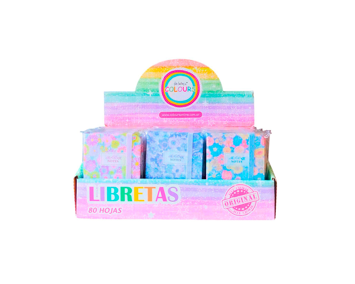 LIBRETA COLOURS 25021 FLORES A7 80 HJS RAYADAS