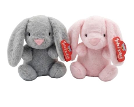 PELUCHE 8843 CONEJO GRIS Y ROSA 20 CM
