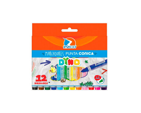 MARCADOR EZCO JUMBO DYNO x 12 COL (PUNTA CONICA)