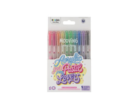 MARCADOR MOOVING COLORING 3121110 GEL ACRIL. RETRACTIL PASTEL x 10 U.