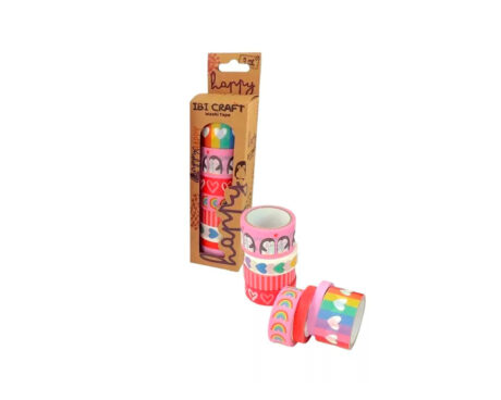 WASHI TAPE BOX 8 ROLLOS DE 5 MTS HAPPY