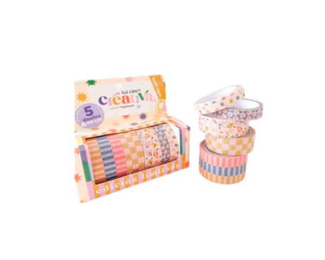 WASHI TAPE BOX 5 ROLLOS DE 4 MTS COLECCION CREAT