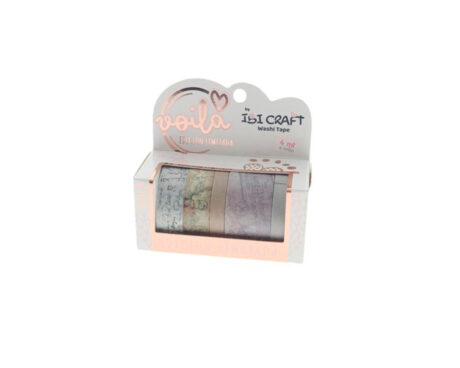 WASHI TAPE BOX 5 ROLLOS DE 4 MTS STAMP EDITION