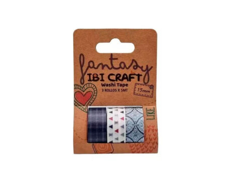 WASHI TAPE DISPLAY 3 ROLLOS DE 5 MTS BLUE
