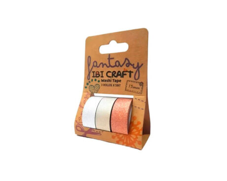 WASHI TAPE DISPLAY 3 ROLLOS DE 5 MTS GLITTER