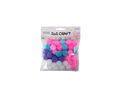 POMPON 20MM X50 PCS COLORES PASTELES SURTIDOS