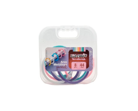 AROS METALICOS 4 COLORES PASTELES 44MM X 8 PCS